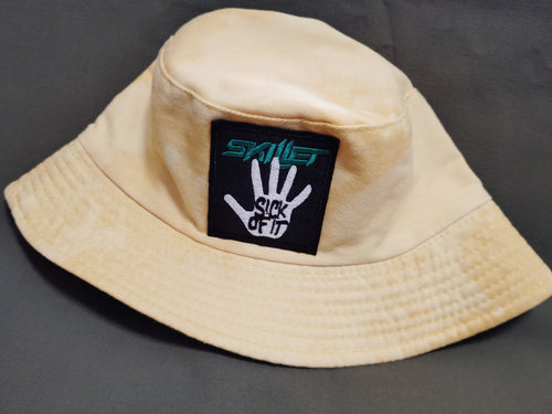"Sick of it" Skillet (Yellow) Bleached Dyed - Bucket Hat (Adult) Large