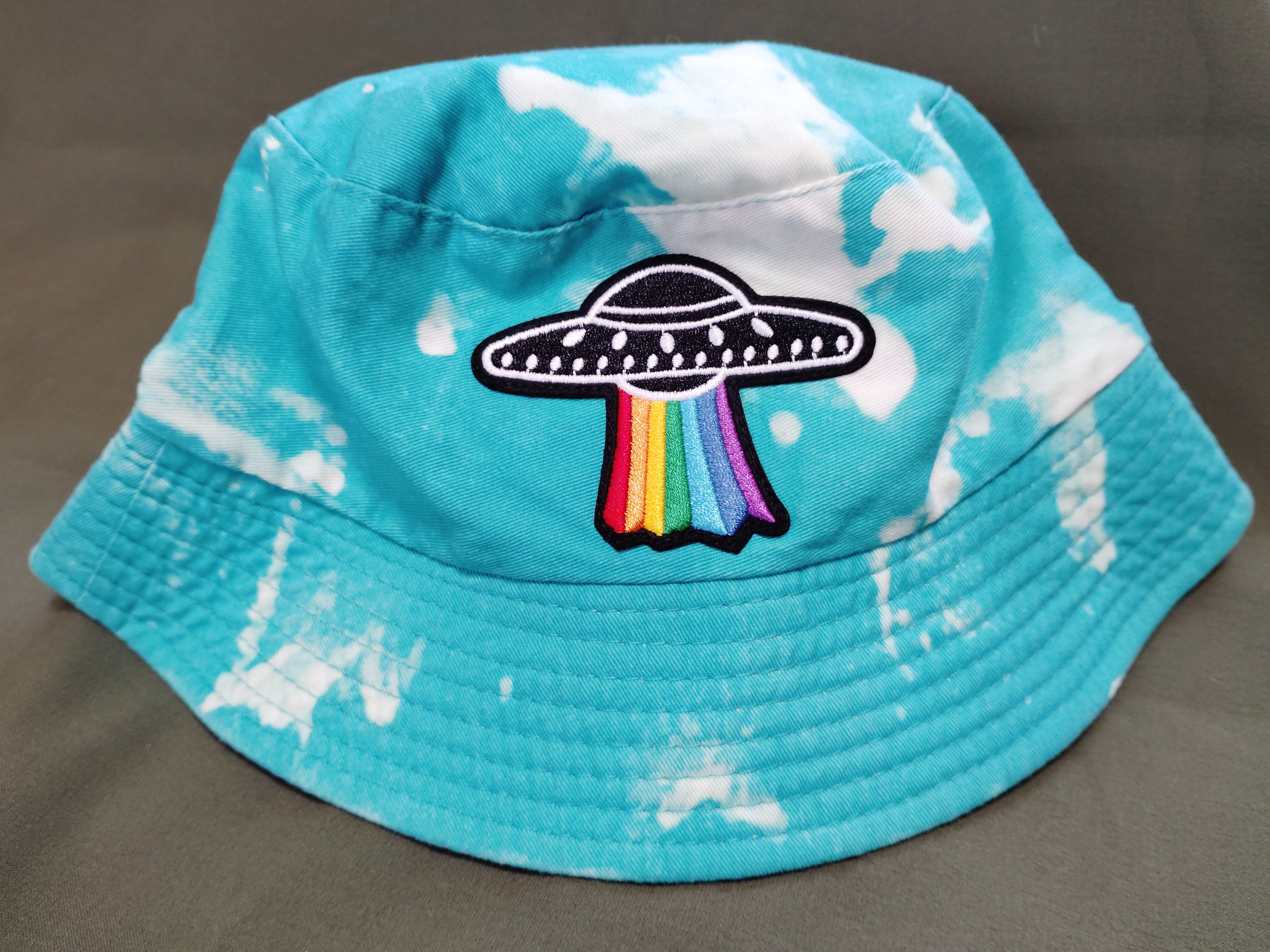 UFO (Bleached Dyed) Bucket Hat - Turquoise - (Adult) Large