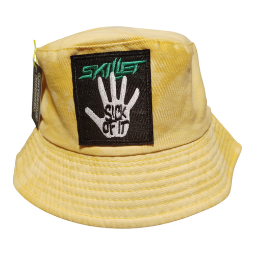 "Sick of it" Skillet (Yellow) Bleached Dyed - Bucket Hat