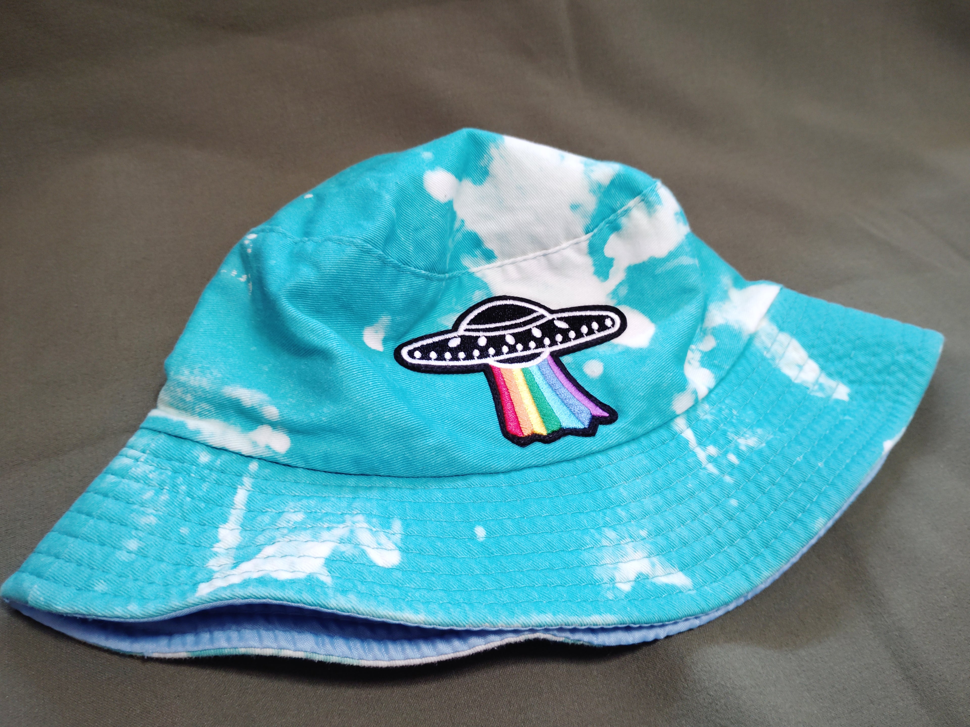 UFO (Bleached Dyed) Bucket Hat - Turquoise - (Adult) Large